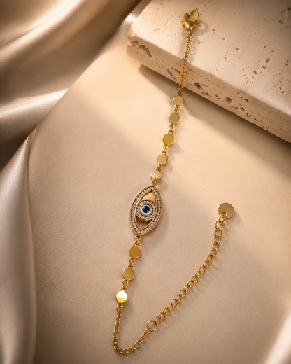 The Guardian Evil-Eye Sleek - 18K Gold Plated Anti tarnish Stainless Steel Bracelet