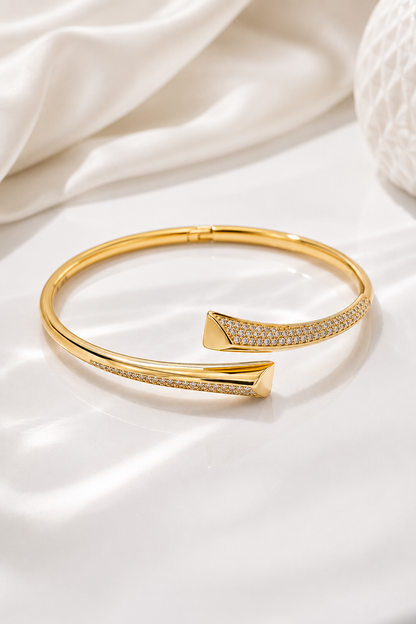 Duchessa Cuff Bracelet - American Diamond Studded Ultra High Quality 18K Gold Plated Anti Tarnish Kada