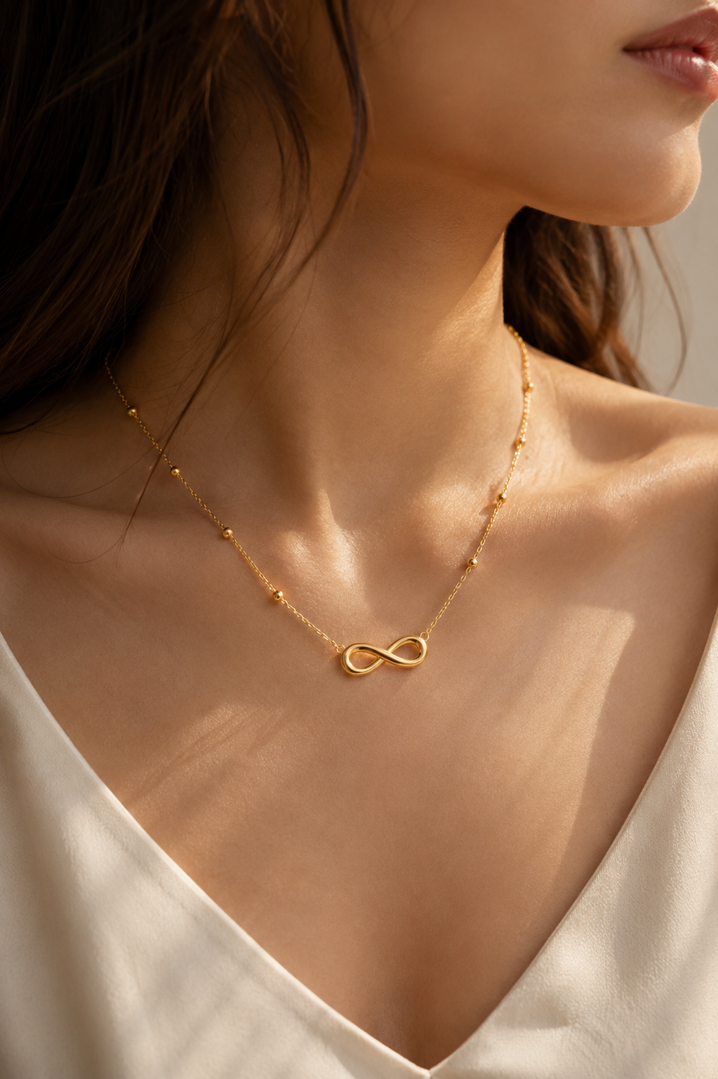 Infinity 18K Gold Plated Anti Tarnish Stainless Steel Necklace