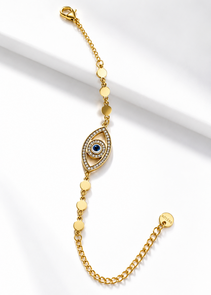 The Guardian Evil-Eye Sleek - 18K Gold Plated Anti tarnish Stainless Steel Bracelet