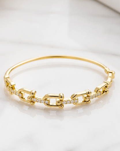 Solstice Urban Link Interlocking Cuff - 18K Gold Plated Anti Tarnish Brass Kada Bracelet