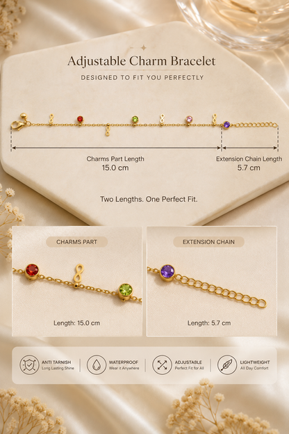 The Eternal Touch Infinity Charm & Crystal - Anti tarnish Stainless Steel Chain Bracelet