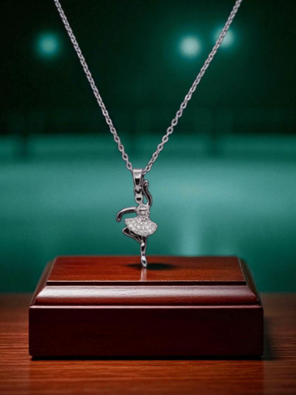 The Ballerina Ballet Girl Anti Tarnished Silver Necklace