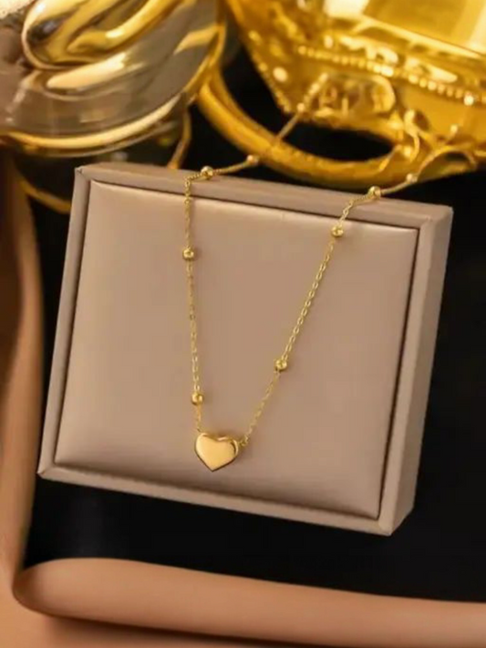Solid Love Anti Tarnished Gold Plated Golden Heart Necklace