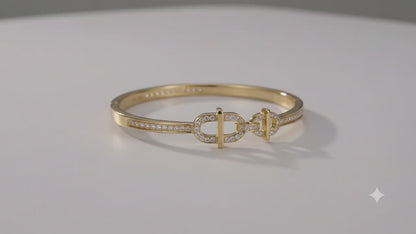 Luxe  Equestrian Link Crystal Cuff - 18K Gold Plated Anti tarnish Brass Bracelet