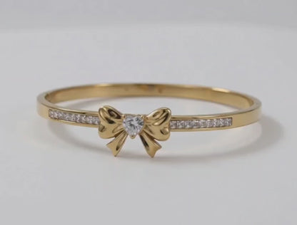 Amélie Princess Cut Bow Cuff - 18K Gold Plated Anti tarnish Stainless Steel Kada Bracelet