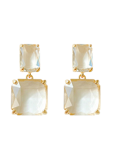 Icicles - Transparent Diamond Cut Square Crystal Korean Earrings