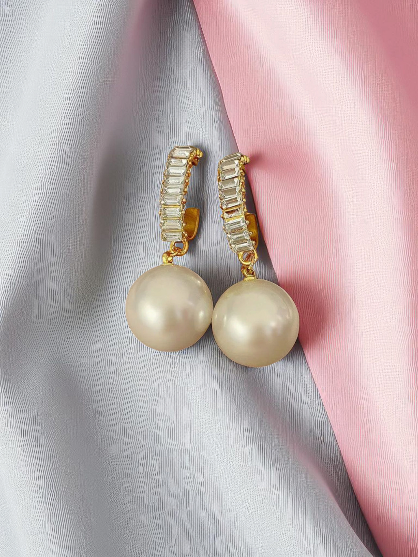 Baguette Haute - Cubic Zerconia & Pearl Plated Korean Earrings