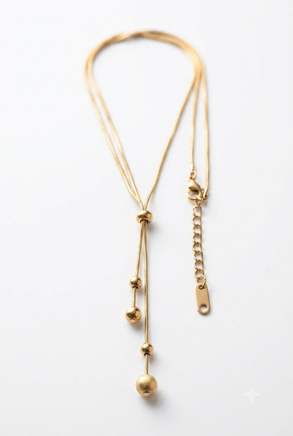 Golden Rigid Sphere chain necklace