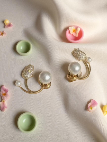 Most Trending Flower And Pearl Korean Stud Earrings