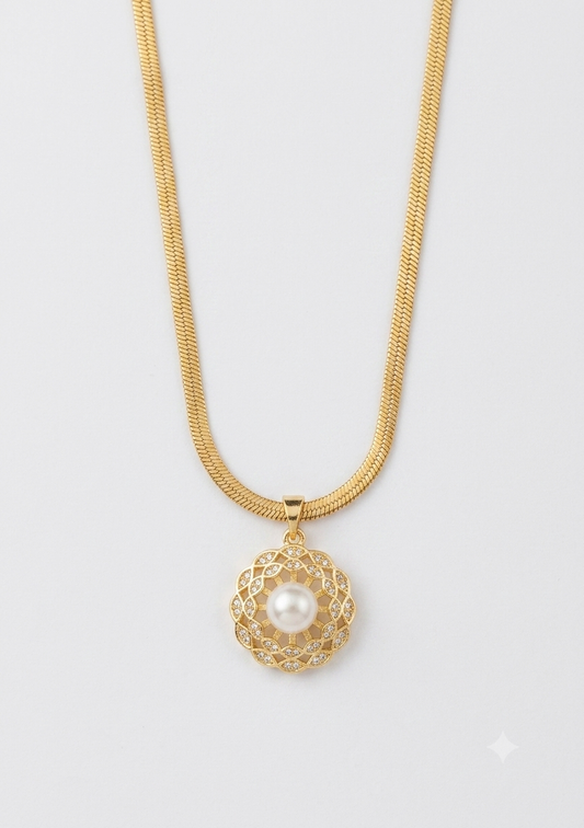 The Lattice Pearl Sunburst Pendant