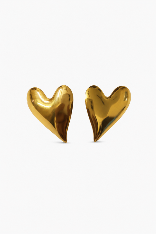 Heavy Crush Gold Heart Anti Tarnish Studs