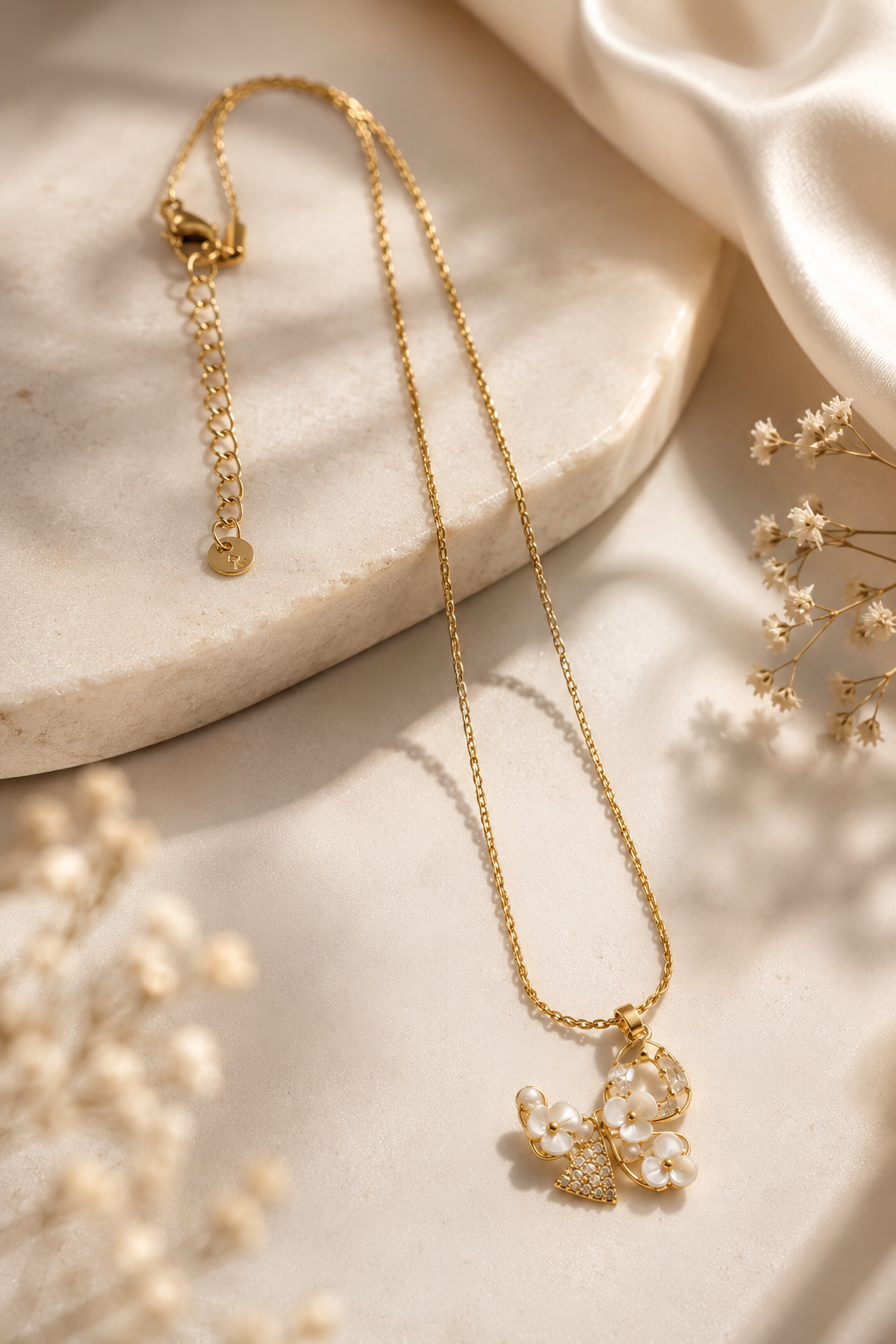 Butterfly flower necklace