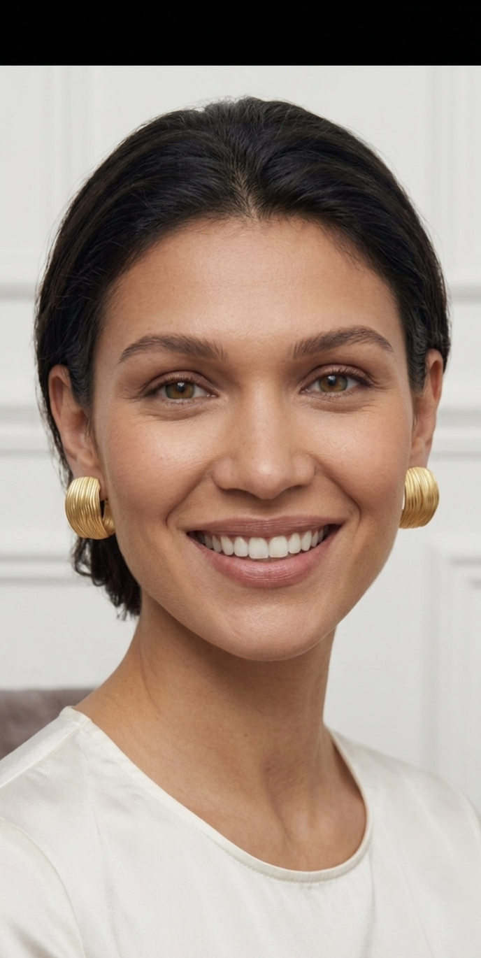 Celine Linear Texture Earrings — vertically textured rectangular studs