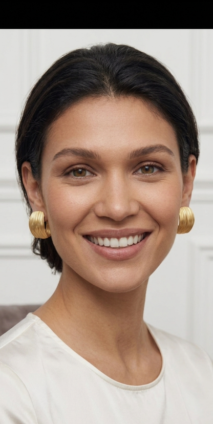 Celine Linear Texture Earrings — vertically textured rectangular studs
