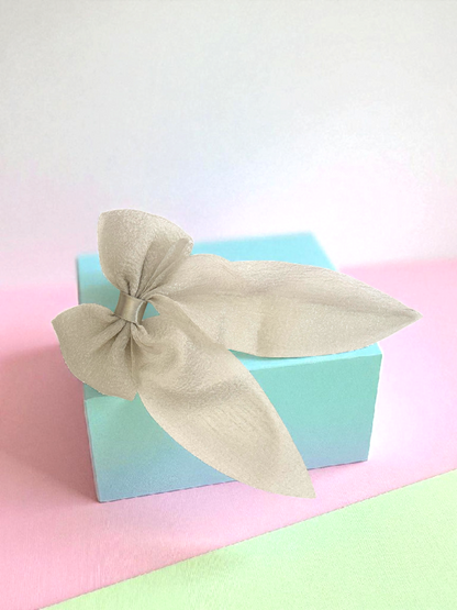 Dallae Bow Butterfly Hair Clip Made of Off White Sheer Chiffon Fabric