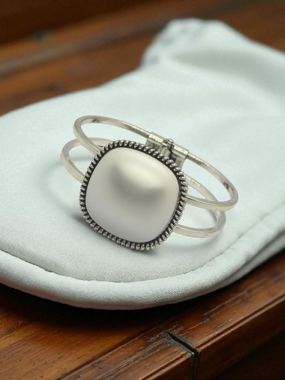 Stylish & Unique Double Hoop Rhodium Plated Bracelet
