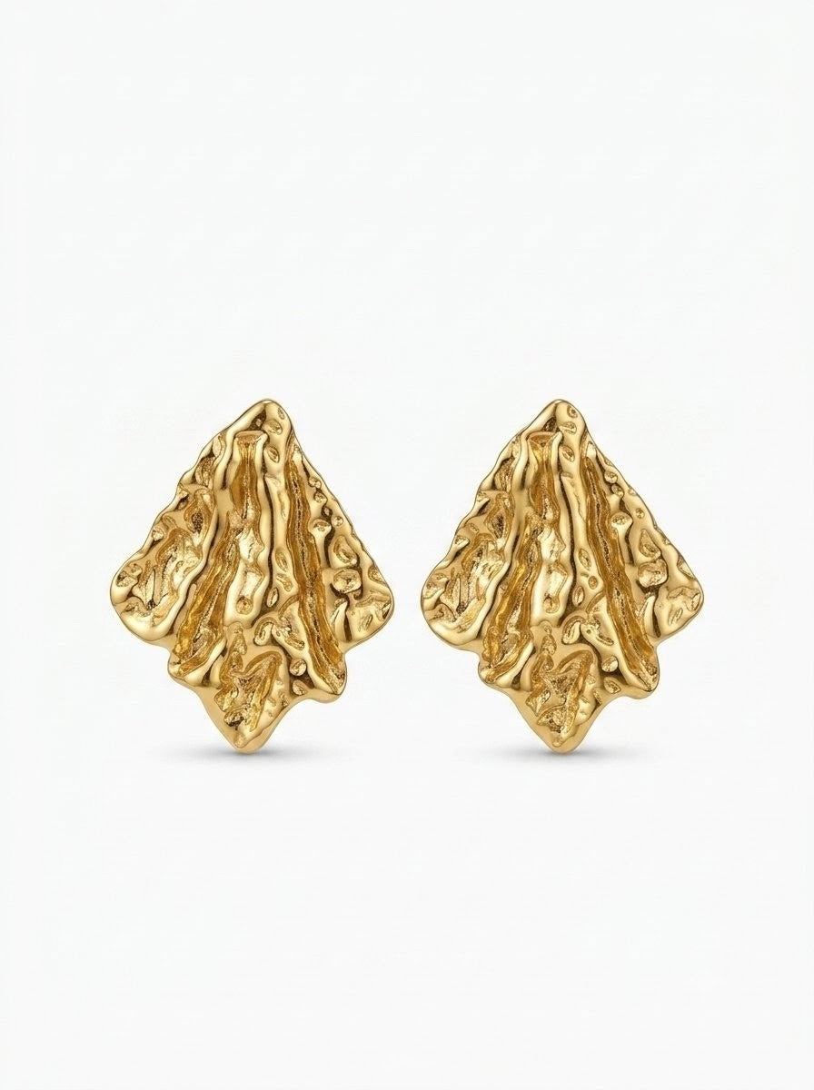 Molten Cascade Sculptural Gold Earrings