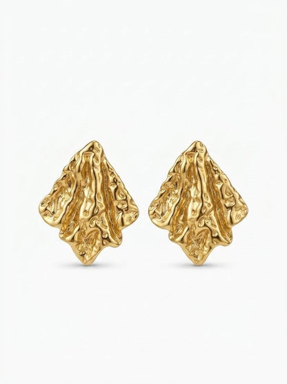 Molten Cascade Sculptural Gold Earrings