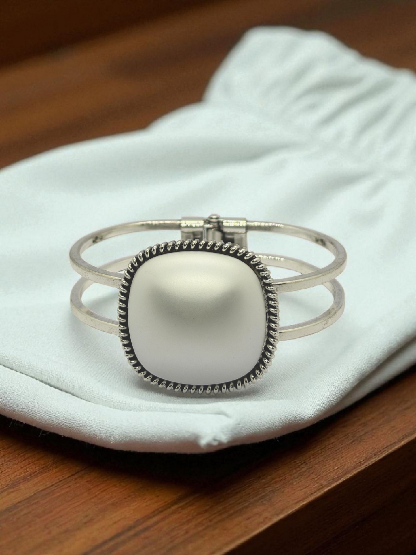 Stylish & Unique Double Hoop Rhodium Plated Bracelet