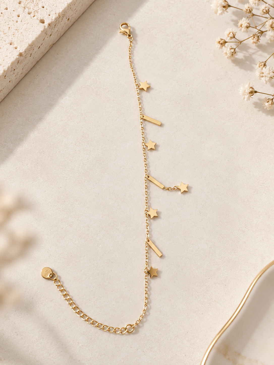 Celestial Star & Geometric Bar Drop Bracelet