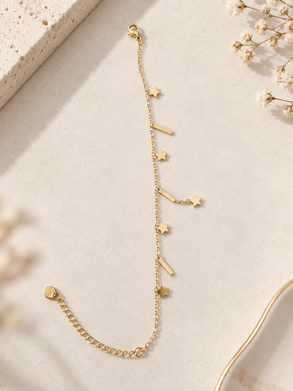 Celestial Star & Geometric Bar Drop Bracelet