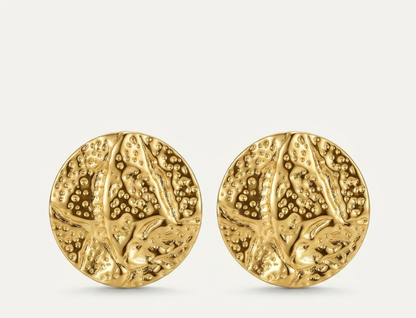 Arden Artisanal Disc Earrings — round, organically textured design