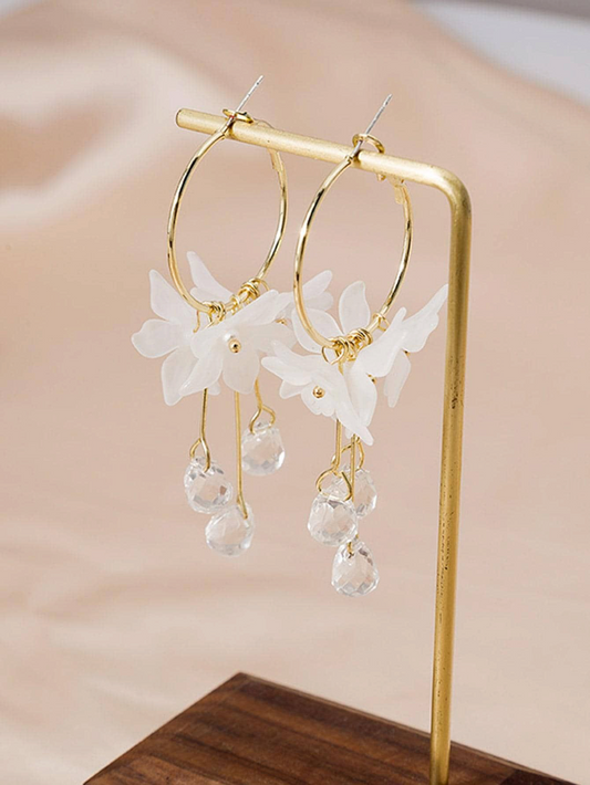 Blossoms Of the Snow Korean Tassel Earrings