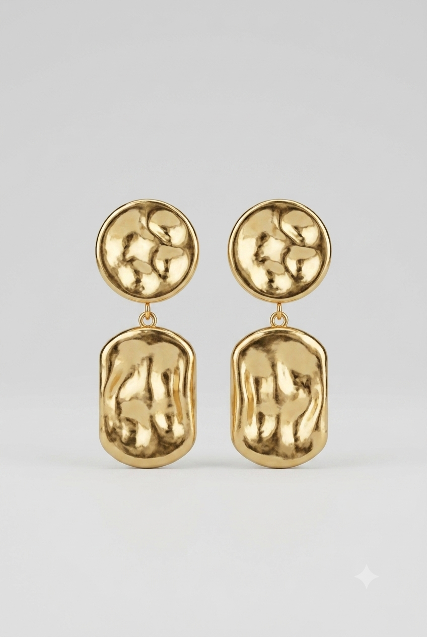 Vela Textured Drop Earrings — the round-and-rectangular drop earrings