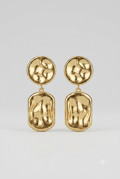 Vela Textured Drop Earrings — the round-and-rectangular drop earrings