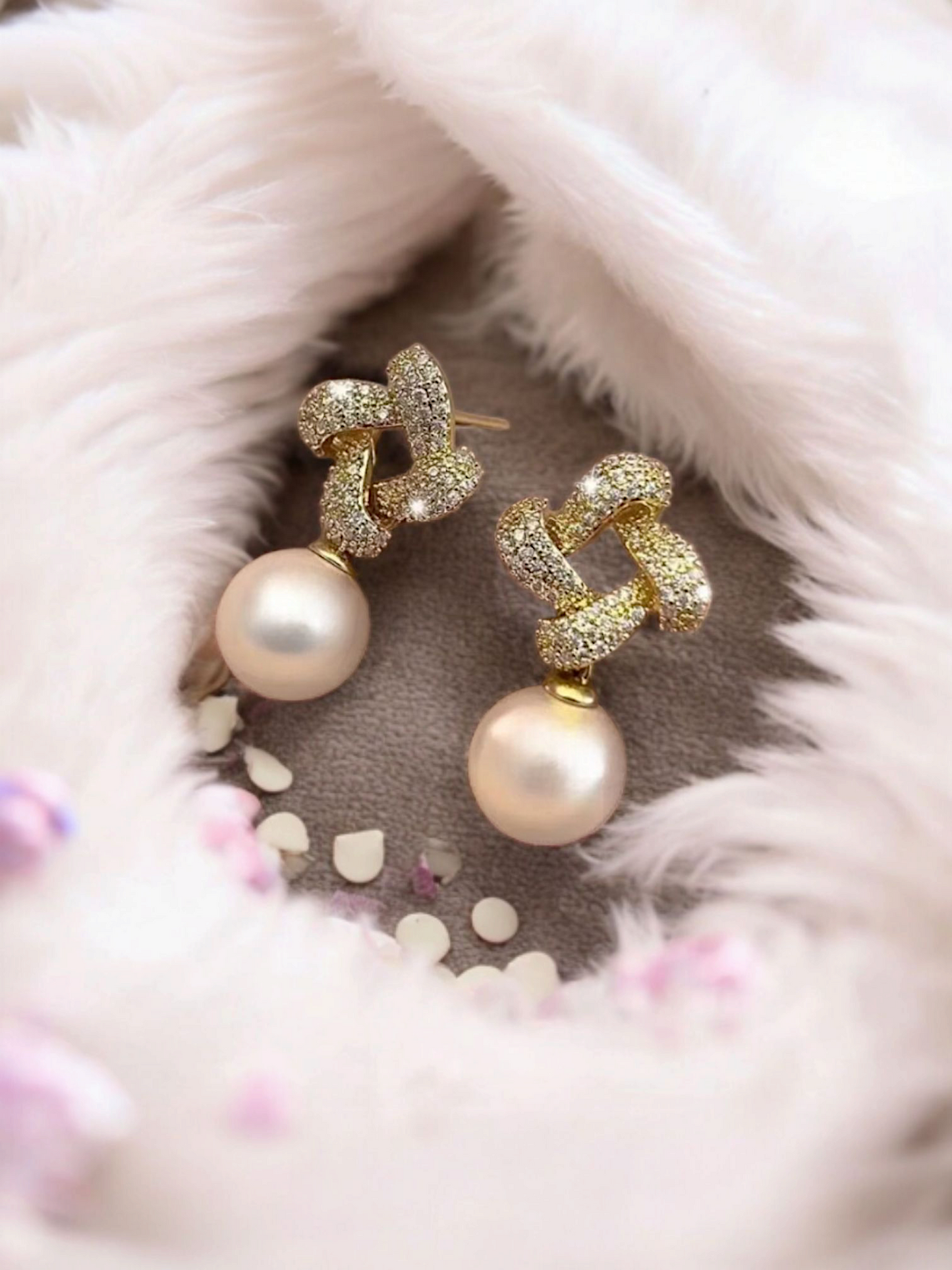 Flora Luxe - Flower Pearl Drop Korean Earrings