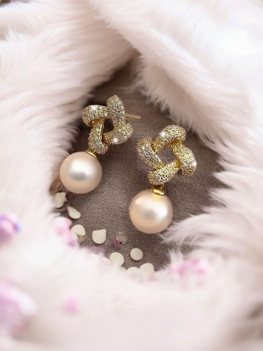 Flora Luxe - Flower Pearl Drop Korean Earrings