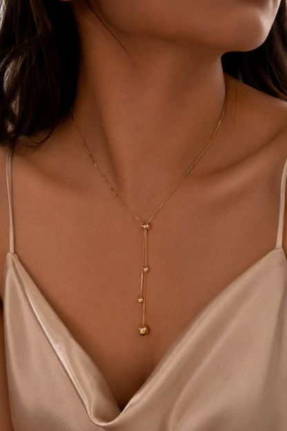 Golden Rigid Sphere chain necklace