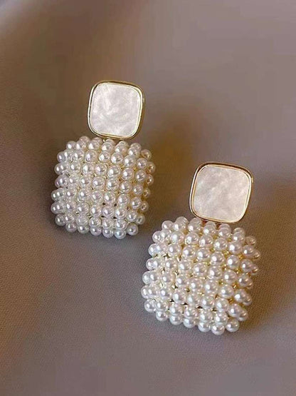 Ivory Muse - Pearly Square Korean Tops