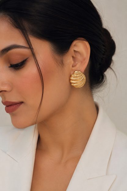 Aurette Sculpted Shell Earrings — the layered shell-inspired pair