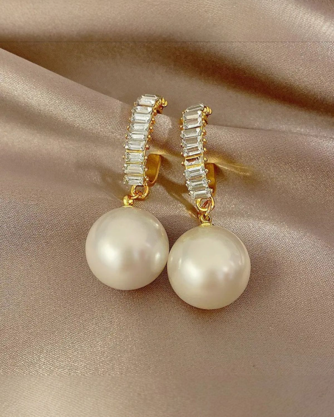 Baguette Haute - Cubic Zerconia & Pearl Plated Korean Earrings
