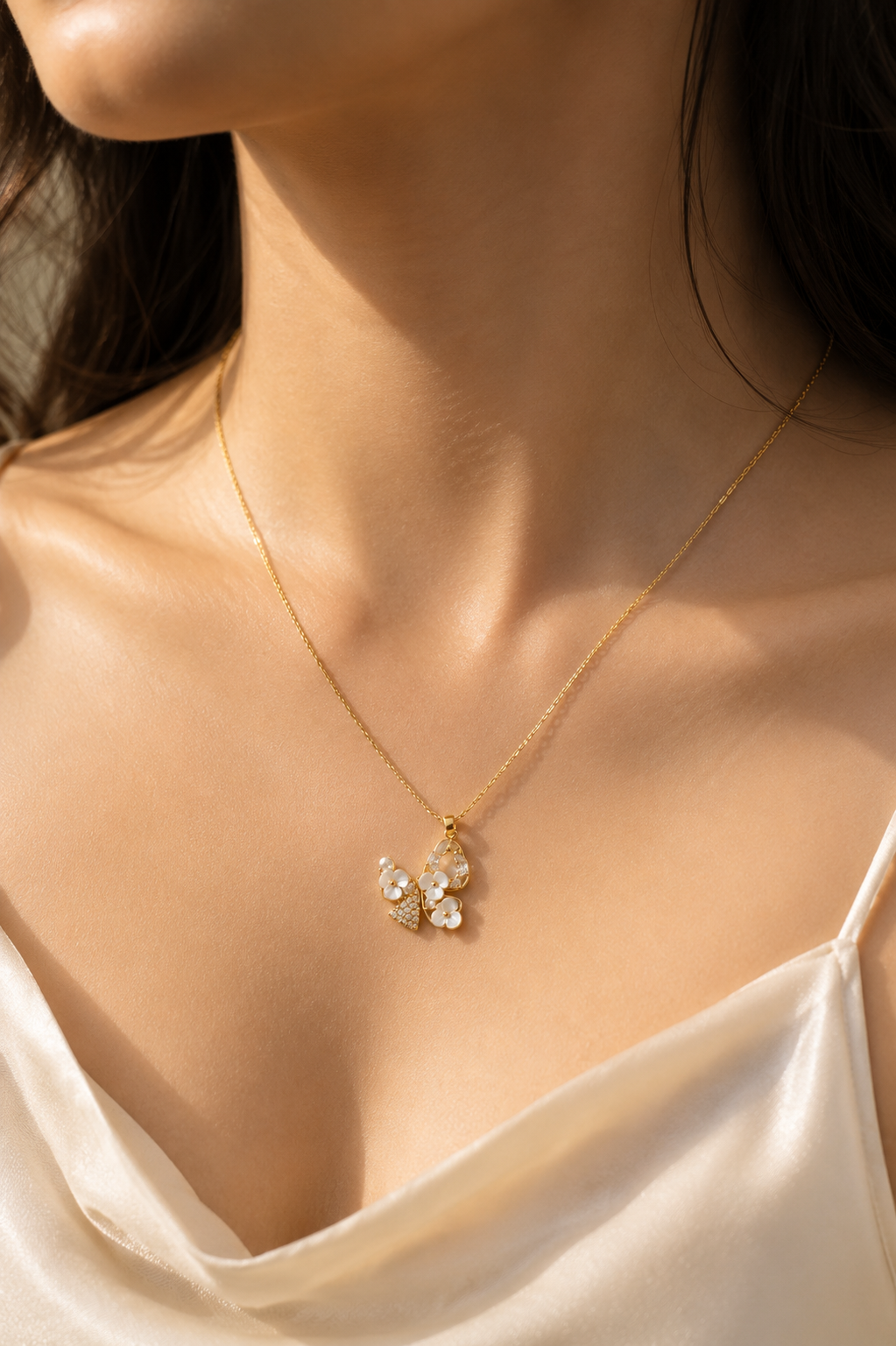 Butterfly flower necklace