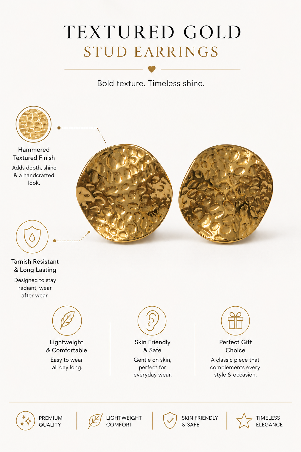 The Caldera Hammered Discs- Anti Tarnish Earrings