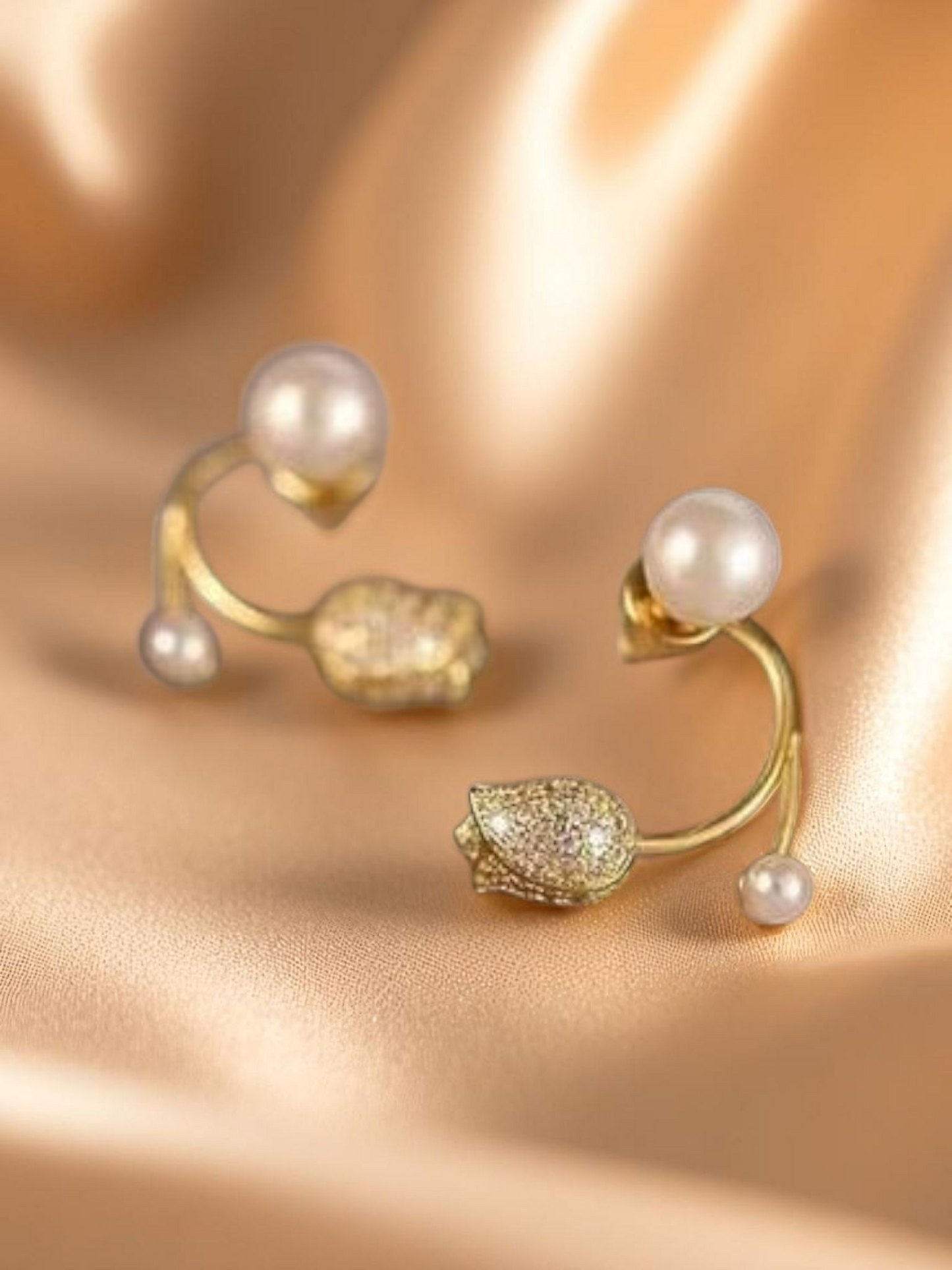 Most Trending Flower And Pearl Korean Stud Earrings