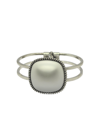 Stylish & Unique Double Hoop Rhodium Plated Bracelet