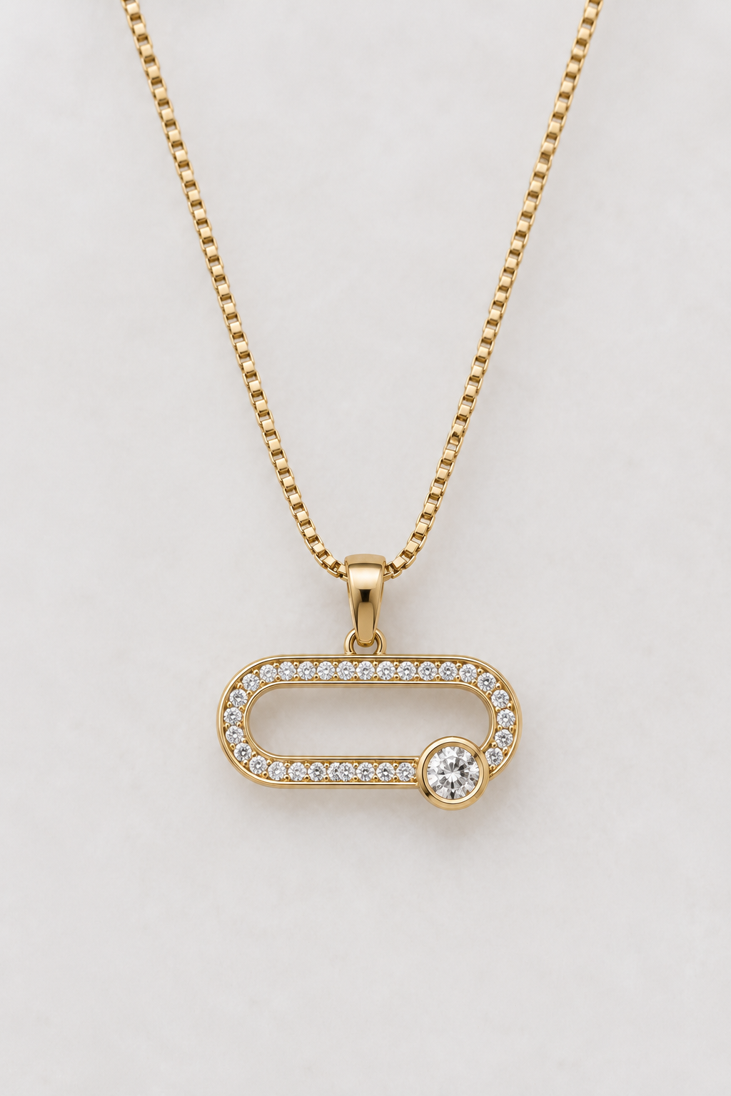 The Asymmetric Ellipse Pavé Pendant Necklace