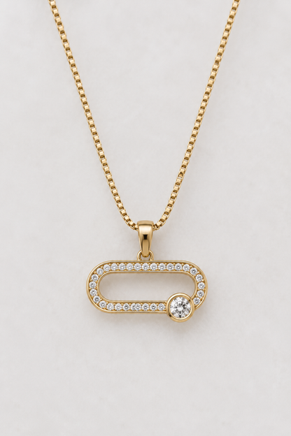 The Asymmetric Ellipse Pavé Pendant Necklace