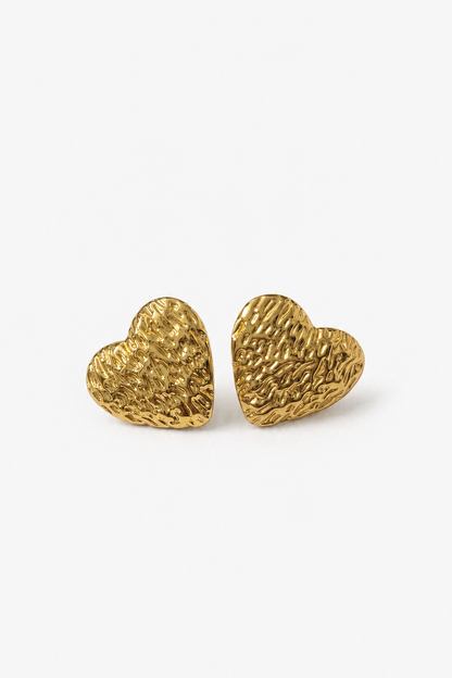 The Crushed Foil Hearts- Anti Tarnish 18K Gold Plated Earrings