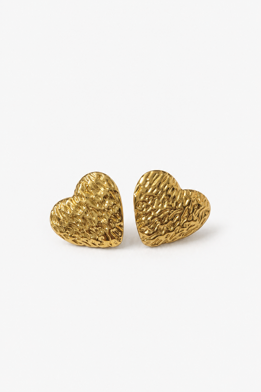 The Crushed Foil Hearts- Anti Tarnish 18K Gold Plated Earrings