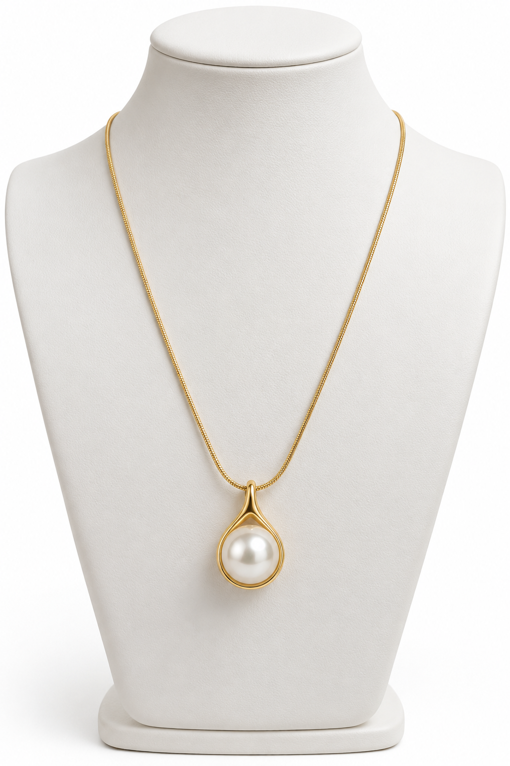 Sculpted Teardrop Pearl Pendant Necklace
