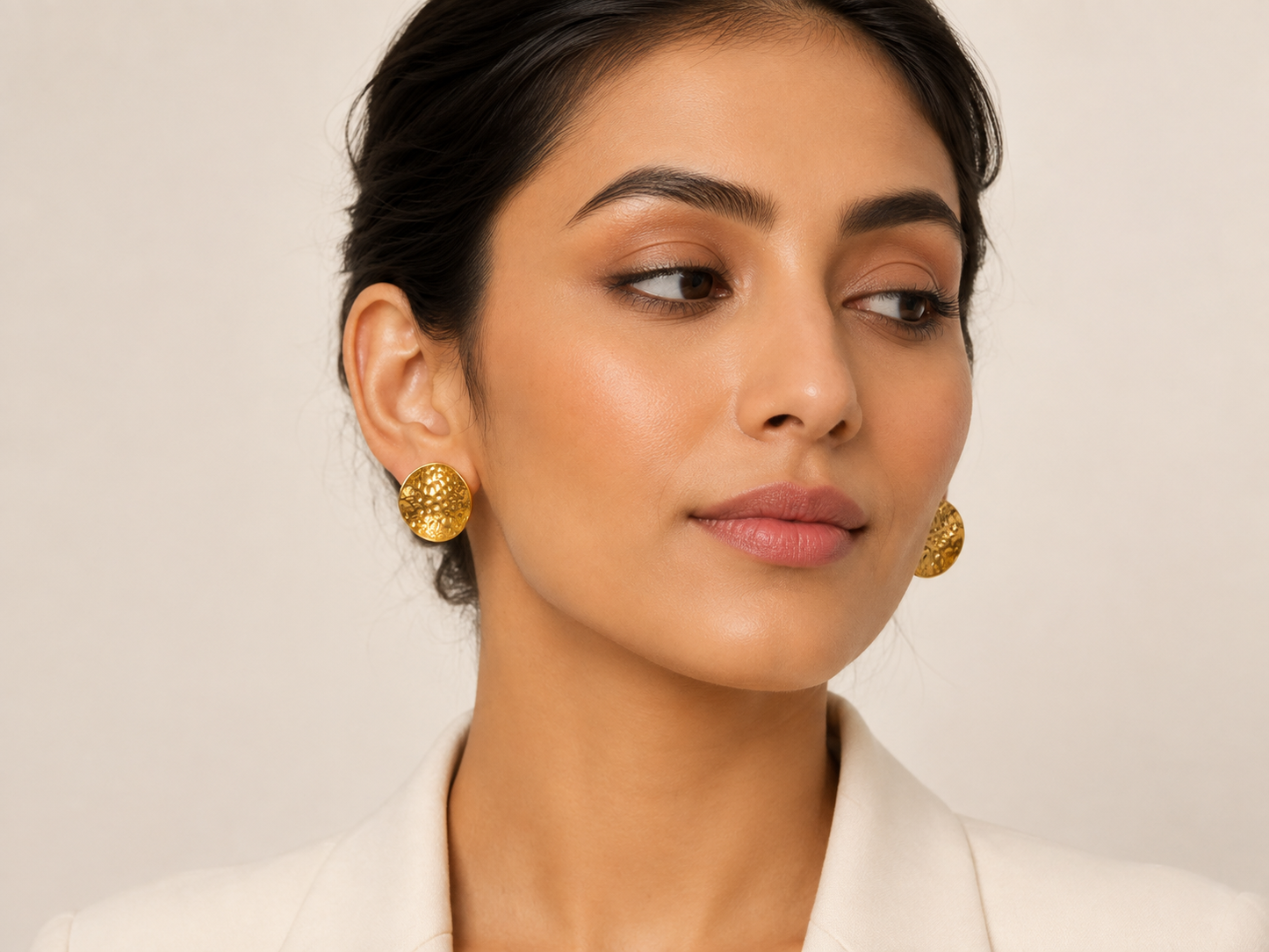 The Caldera Hammered Discs- Anti Tarnish Earrings