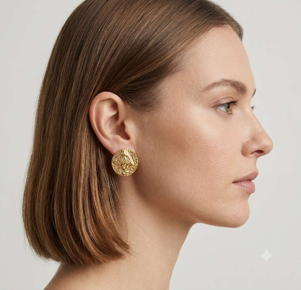 Arden Artisanal Disc Earrings — round, organically textured design