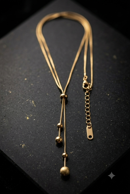Golden Rigid Sphere chain necklace