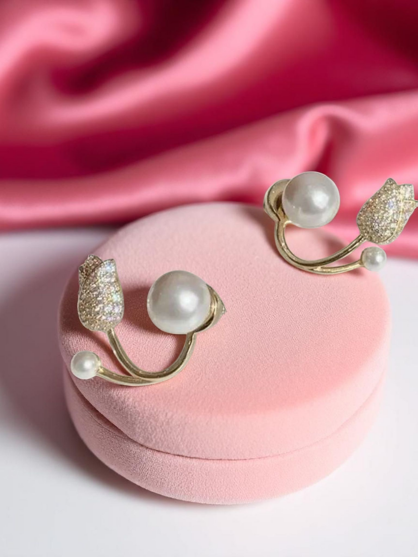 Most Trending Flower And Pearl Korean Stud Earrings