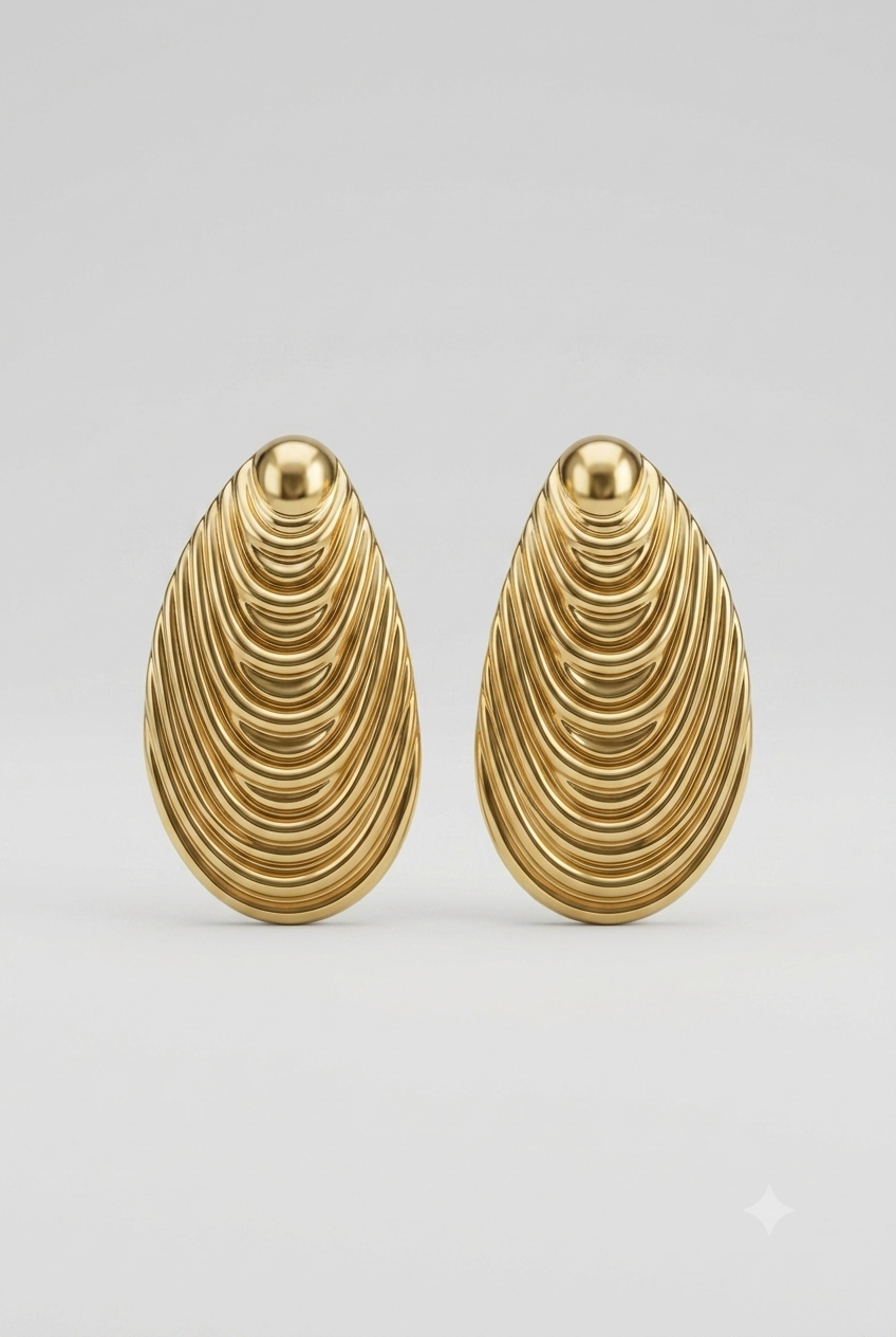 Serena Contour Teardrop Earrings — the elongated layered teardrops